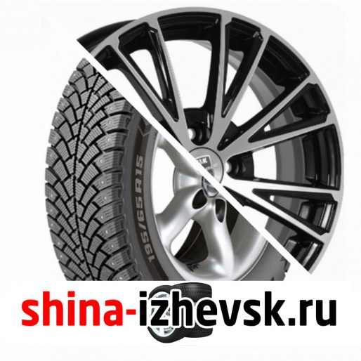 Колесо в сборе BF Goodrich G Force Stud 195/65 R15 Q 95 + КиК Меандр-оригинал 6xR15 4×100 ET40 DIA60.1 Черный глянцевый с полированными элементами лицевой поверхности в Ижевске